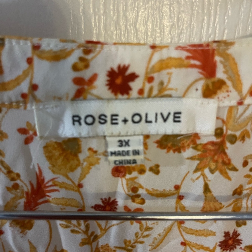 Rose & Olive Floral Blouse - Cream and Orange - Picture 3 of 5